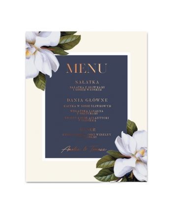 menu ślubne magnolia vintage