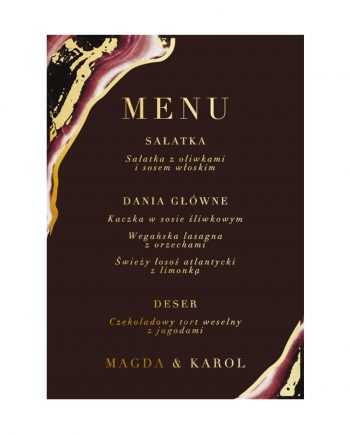 Dark Marsala menu jednokartkowe
